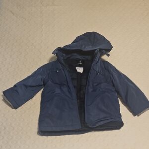Mayoral Dark Blue Kids Puffer Fleece Lined Hood Jacket With Removable Down Vest